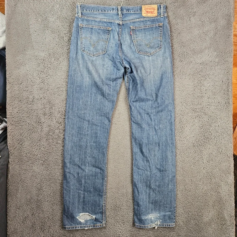 Levis 505 Mens Straight Fit Jeans 36x36 Medium Wash Blue Denim Cotton‎